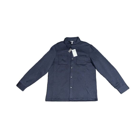 Van Heusen Sea Navy Fleece Shacket Size L New With Tags - Picture 1 of 4